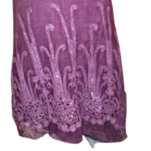 Soft Surroundings Silk Tunic Top Small Purple Sequin Embroidered Hem - Picture 4 of 9